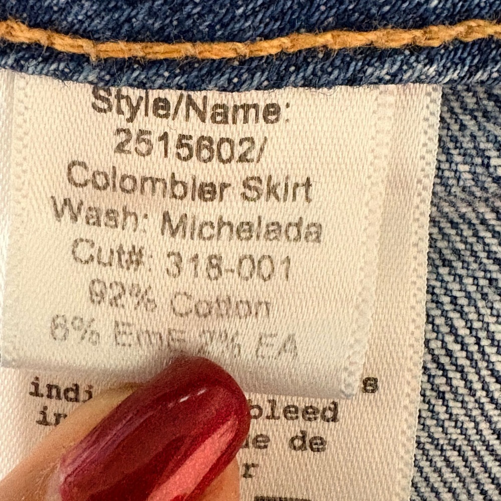 McGuire Denim Classic Blue A-Line Skirt with Metal Buttons. Patch Pockets. USA - Picture 6 of 11